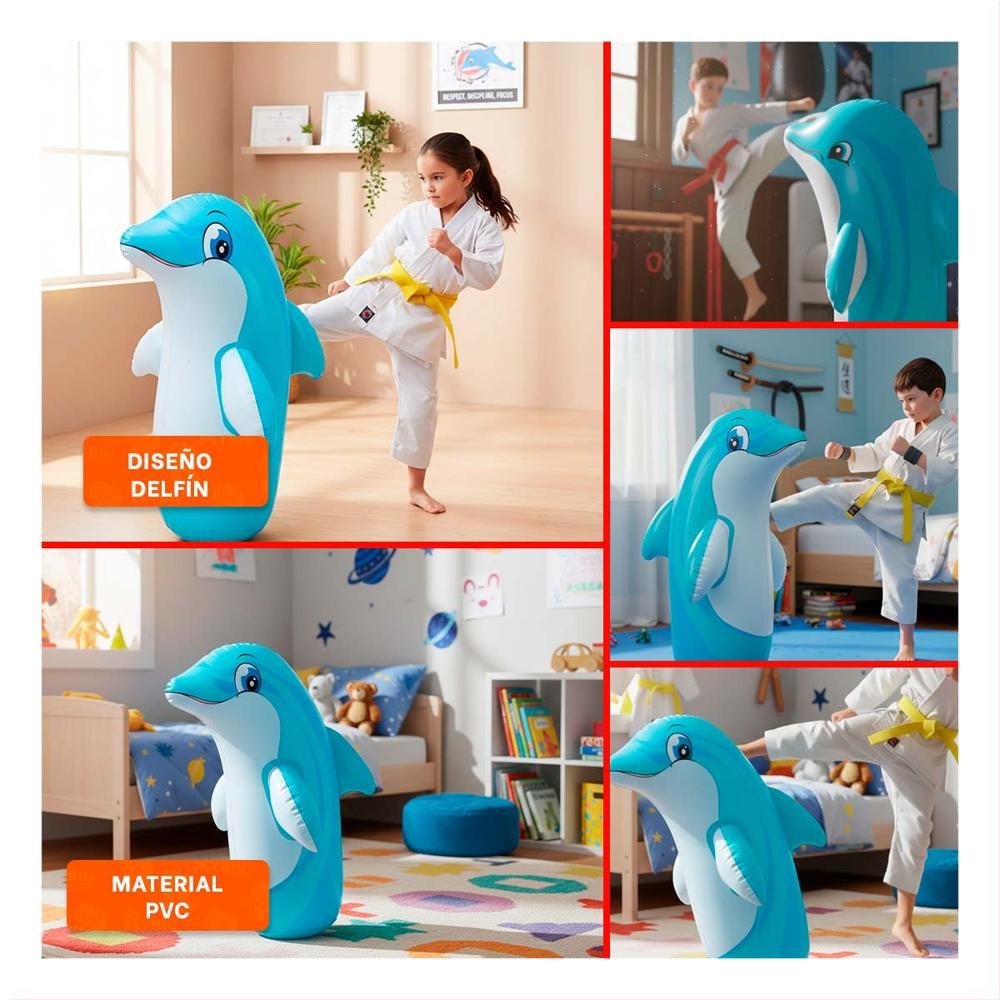 Inflable Infantil de Delfin para el Entretenimiento de la Familia Y+Ligas Regalo
