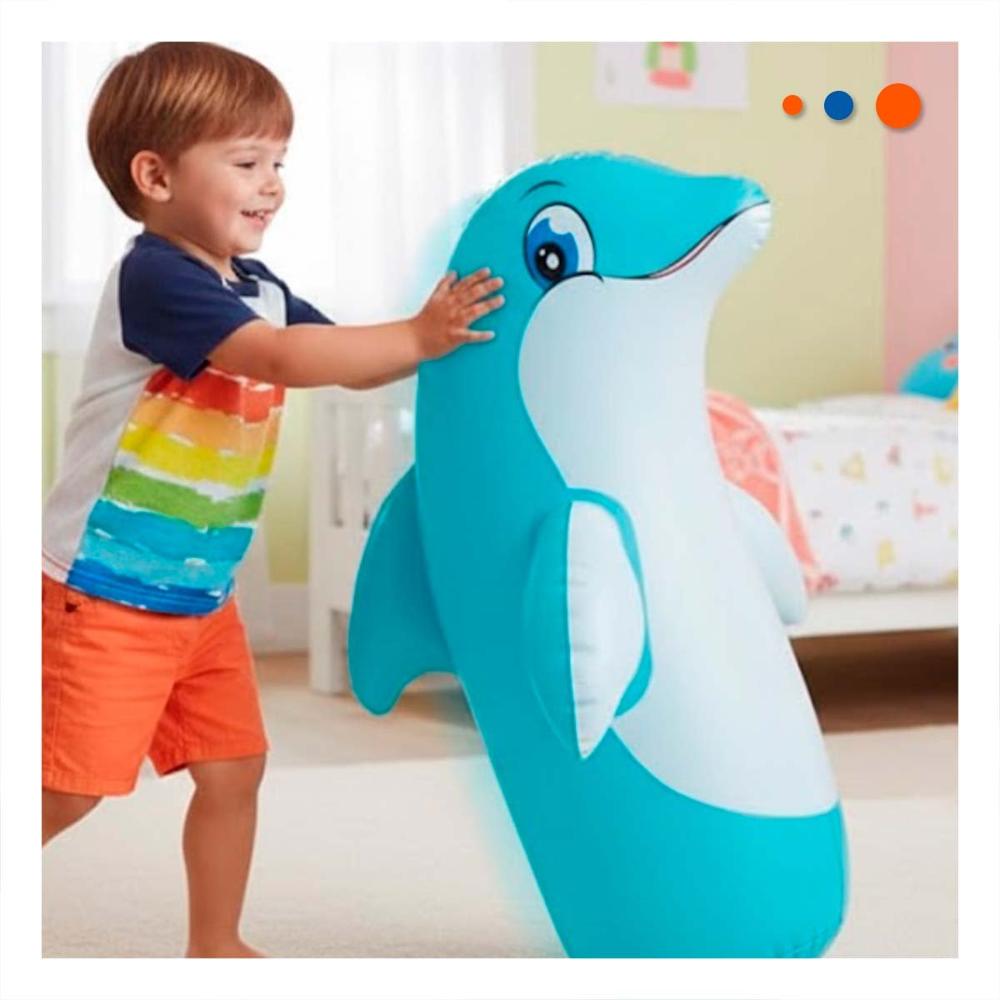 Muñeco Inflable con Base de Arena de Delfin para Juegos de Niños Y+Papel Regalo