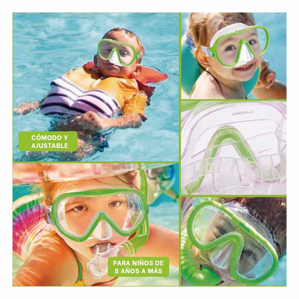 Lentes Acuaticos Verde Livianos y Seguros para Vacaciones en el Agua Y+Ligas Regalo