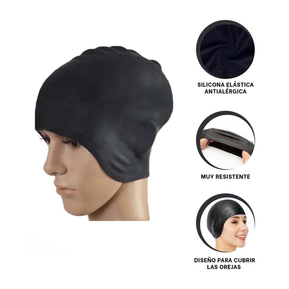 Equipo para Natacion Continua con Gorro y Orejera Negra Y+Regalo Sticker