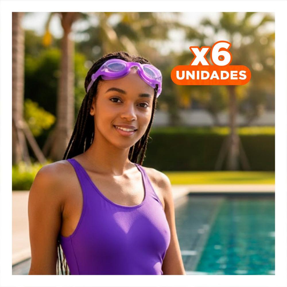 Pack6 Accesorio de Natacion con Lentes Morado para Piscina