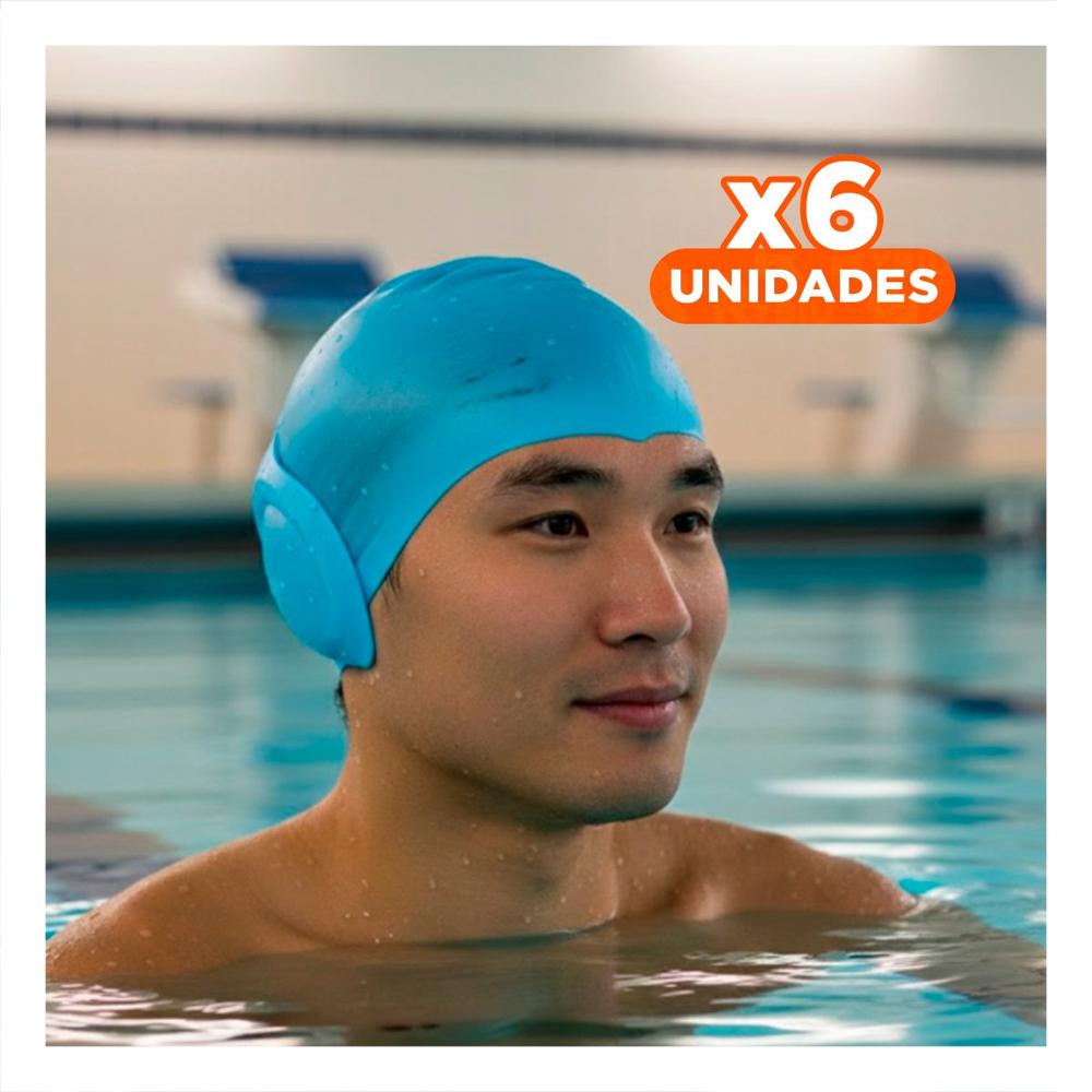 Pack6 Elemento Divertido para Natacion Infantil con Gorro Celeste Y+Papel Regalo