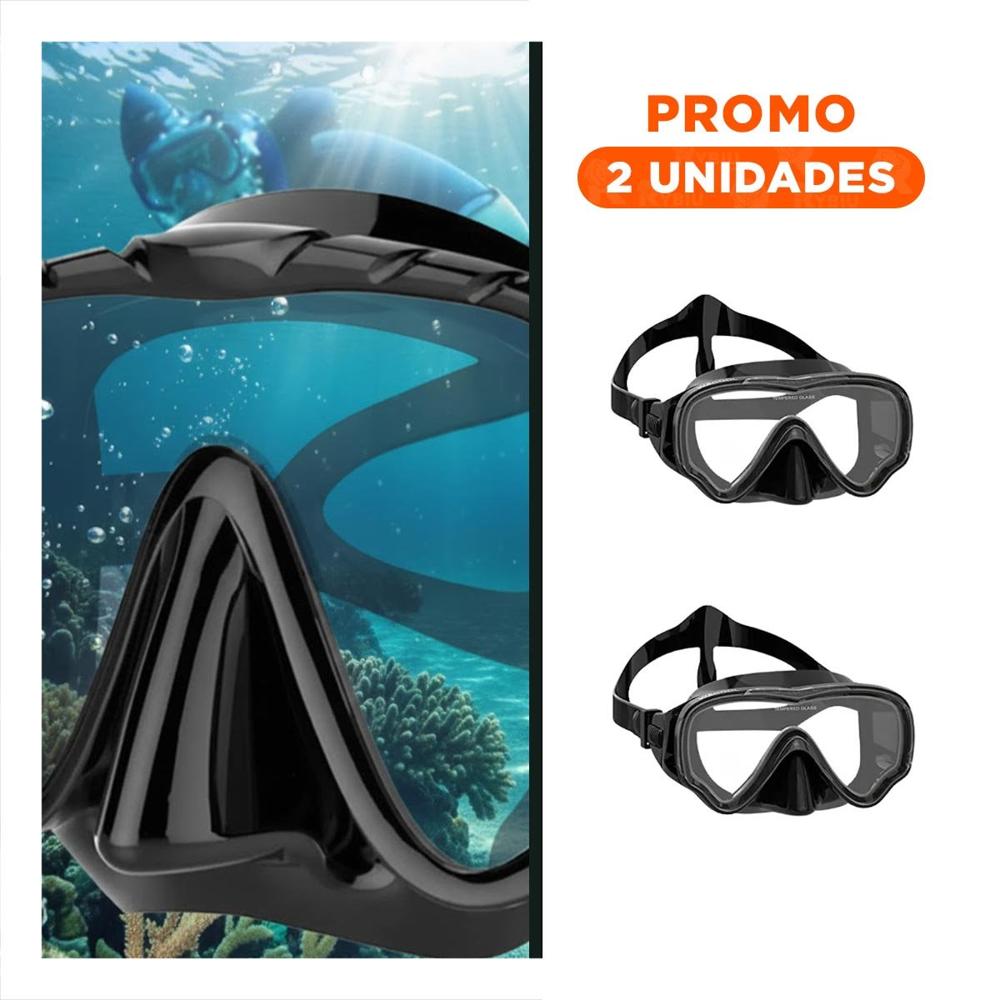 Pack2 Gafas Acuaticas Negro con Vidrio Templado para Exploracion Marina Y+Regalo Sticker