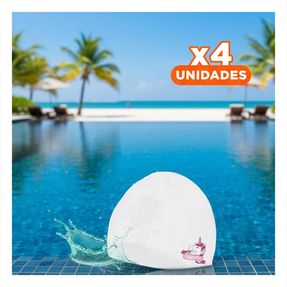 Pack4 Gorro de Silicona Infantil para Uso Frecuente en Agua y Comodidad Total Y+Papel Regalo