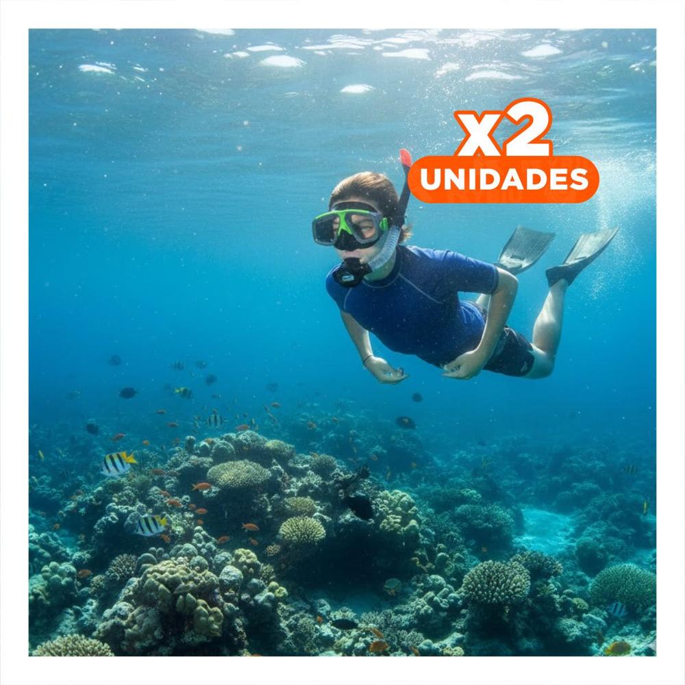 Pack2 Set de Natacion y Buceo 3pcs con Mascara Tubo y Aletas para Agua