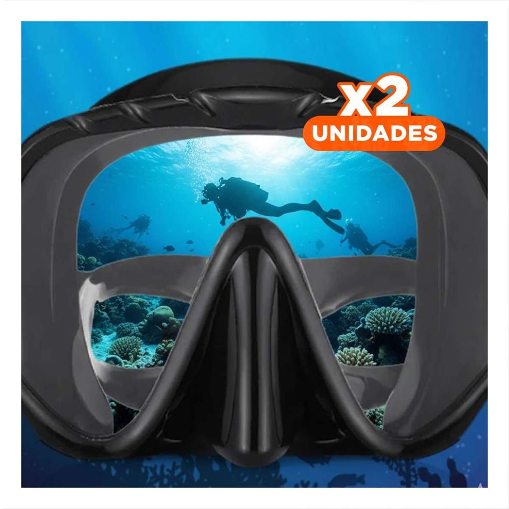 Pack2 Lentes Acuaticos Negro con Vidrio Templado para Buceo Recreativo
