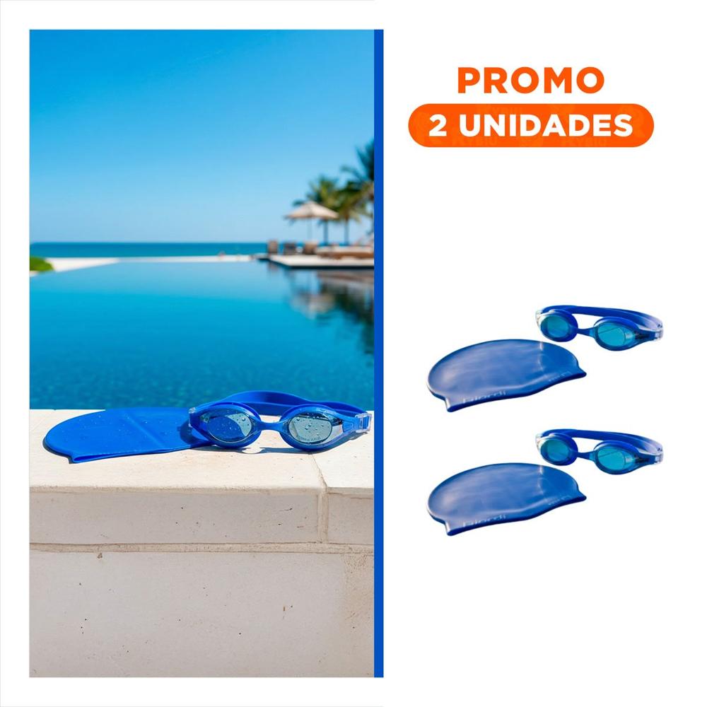 Pack2 Combo Acuatico de Lentes y Gorro Azul para Sesiones en Agua Y+Regalo Sticker