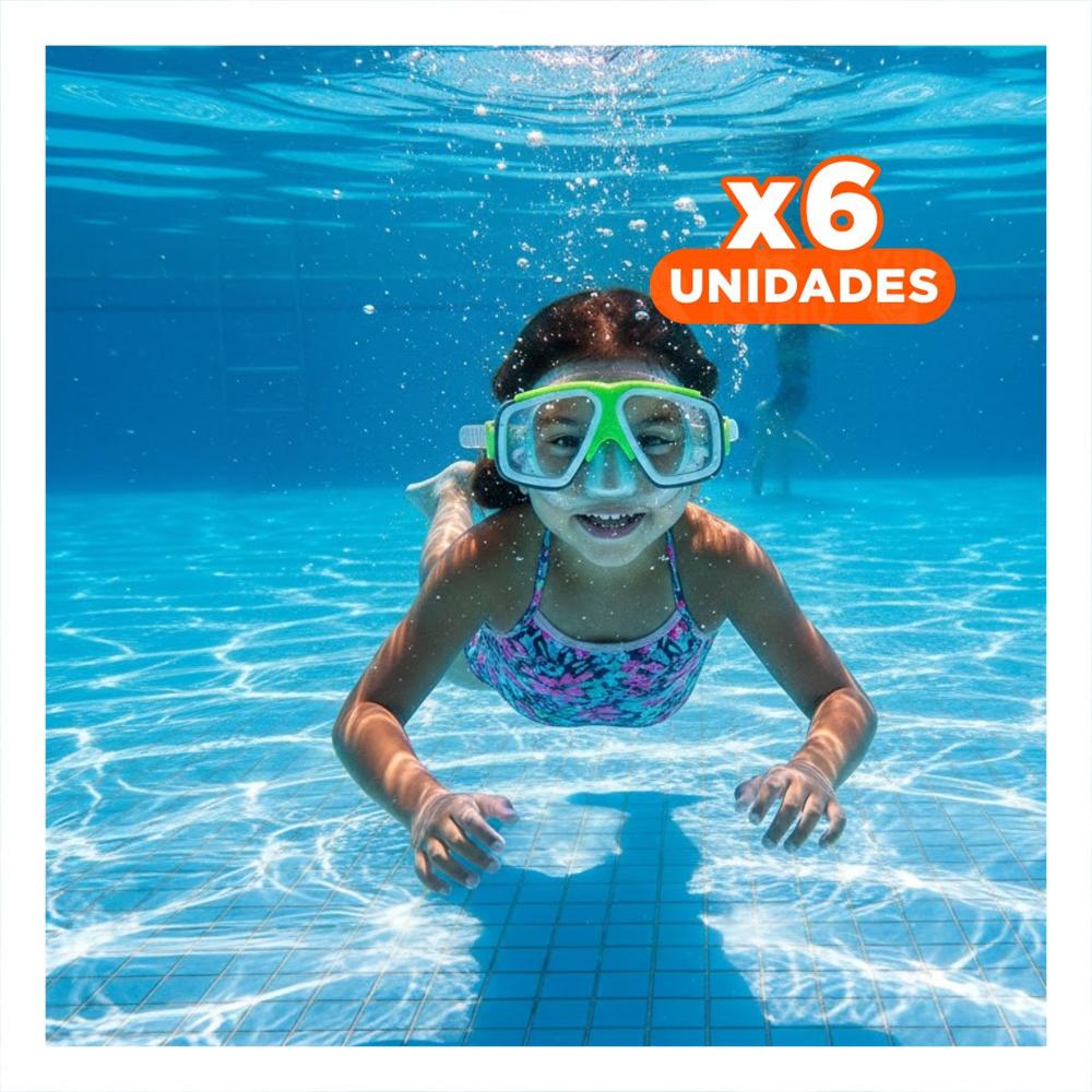 Pack6 Gafas de Agua para Ninos Color Verde Flexible con Proteccion Transparente Y+Papel Regalo