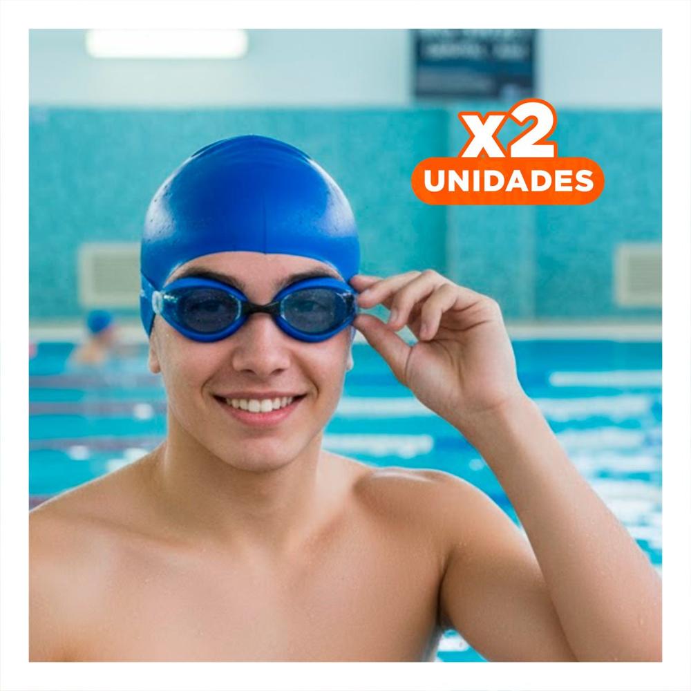 Pack2 Pack de Lentes y Gorro de Natacion Azul para Clases en Piscina