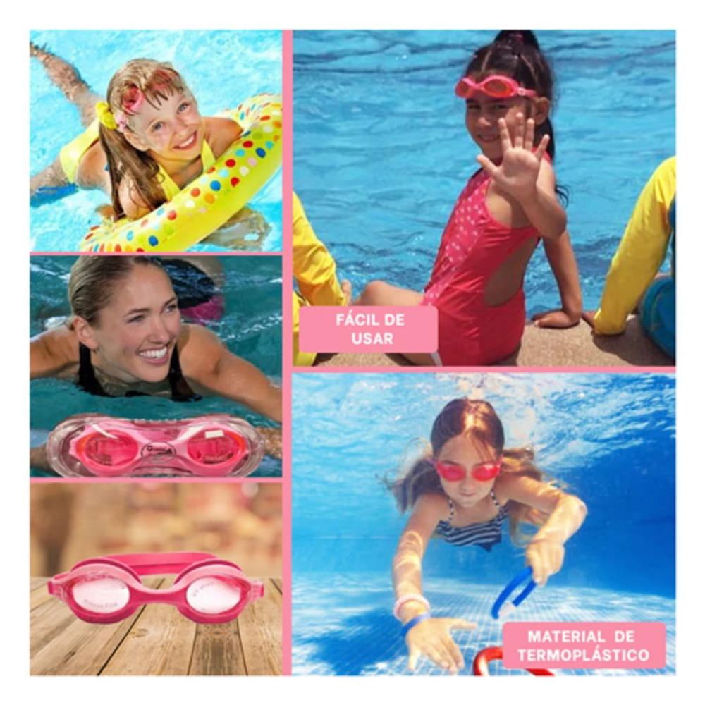 Gafas Acuaticas Rosado para Ninos Ajustables para Piscina y Juegos en Agua Y+Ligas Regalo