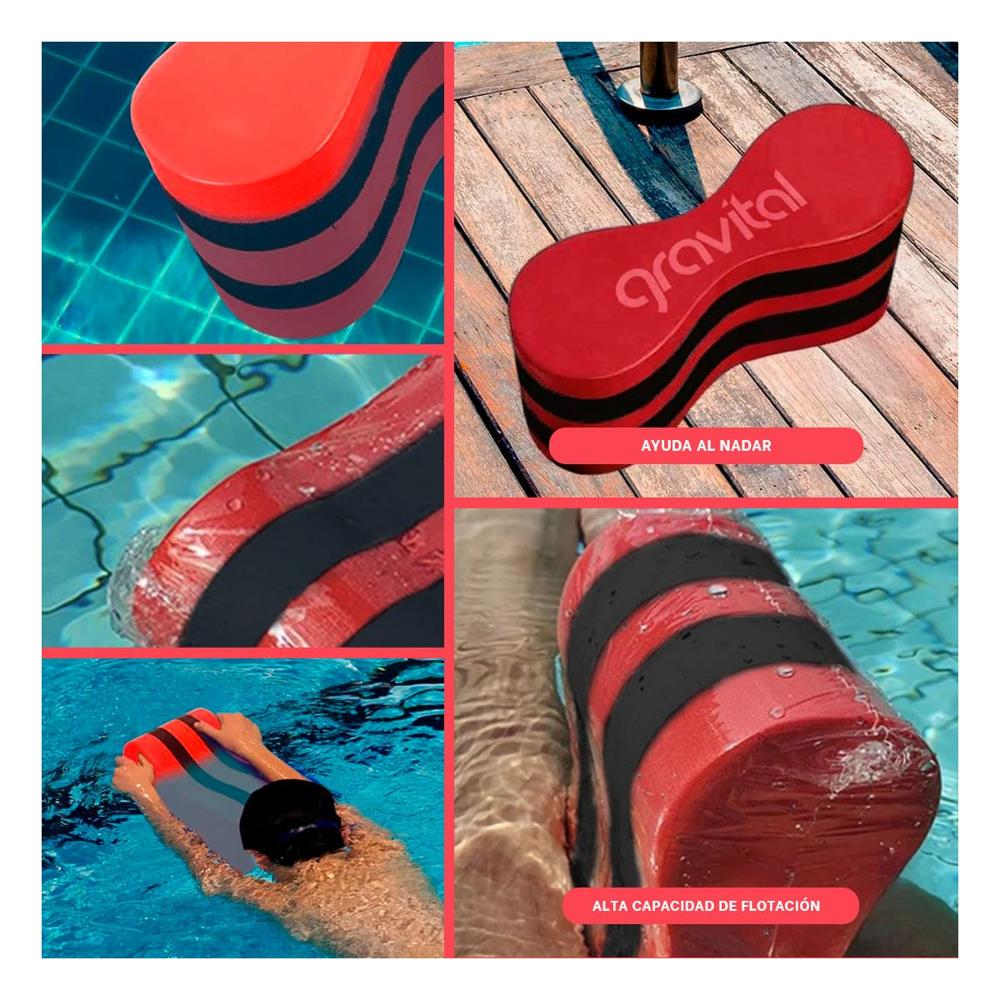 Equipo Infantil para Natacion con Flotador Rojo Negro Y+Ligas Regalo