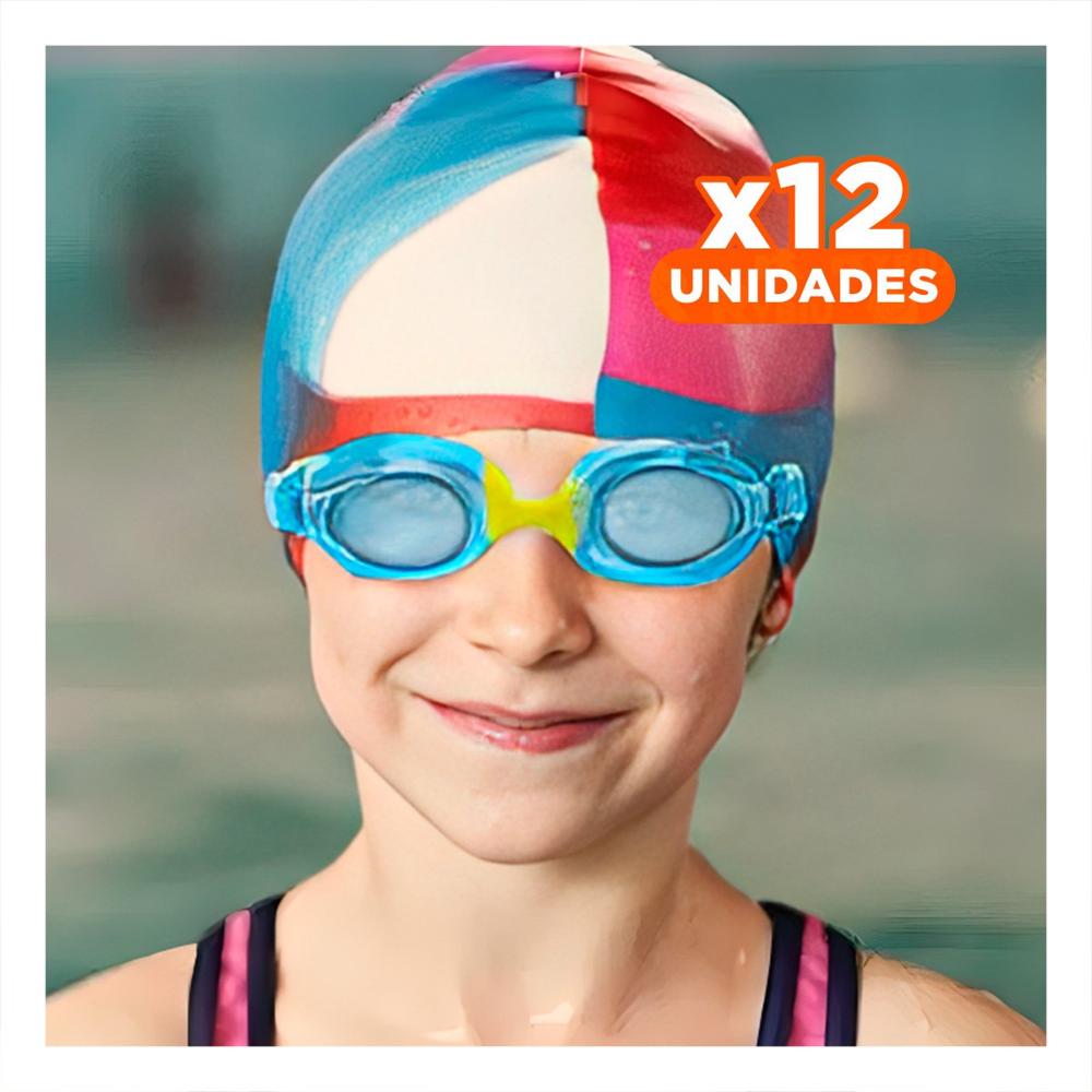 Pack12 Gafas Acuaticas Celeste y Amarillo para Ninos Uso Continuo Y+Papel Regalo