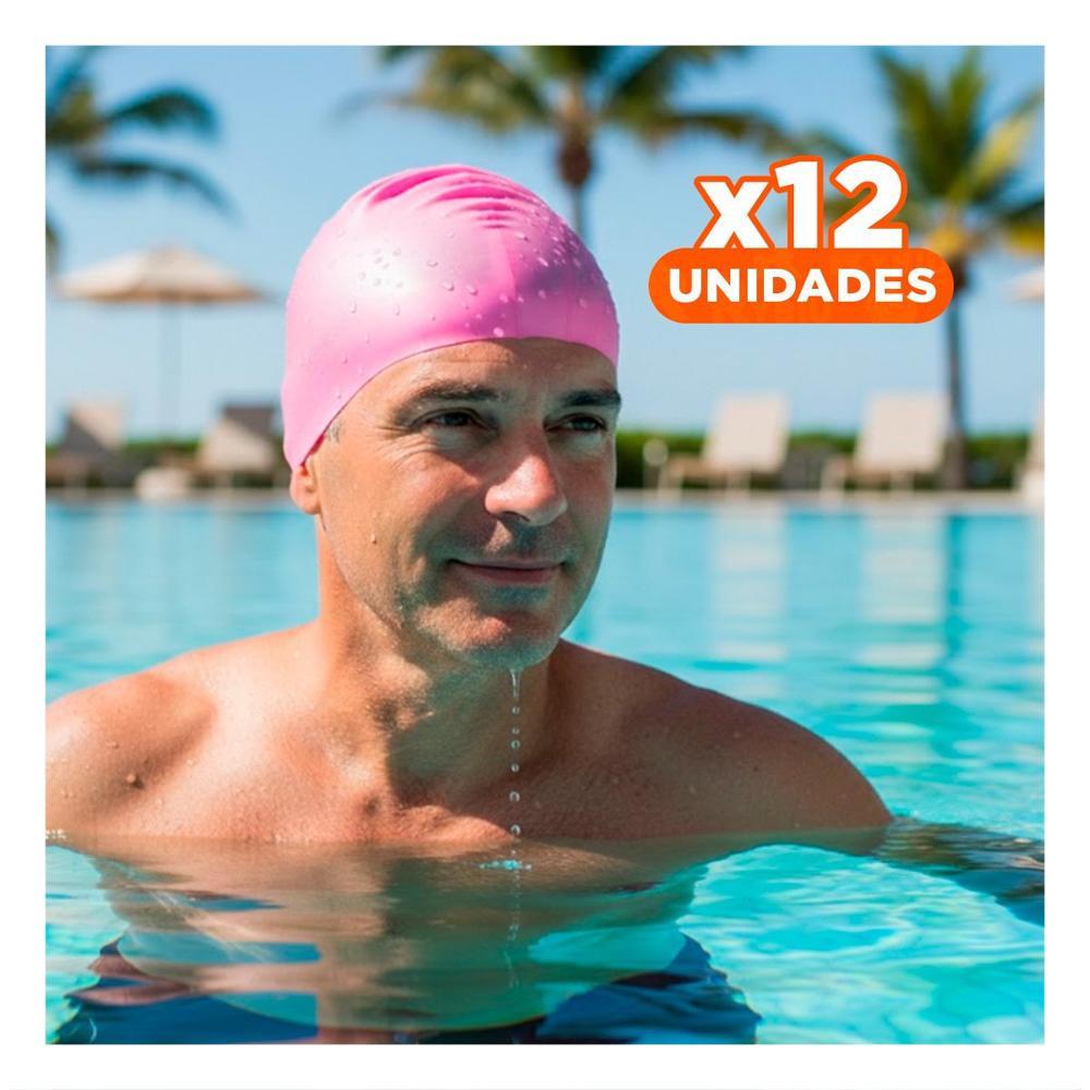 Pack12 Accesorio de Natacion con Gorro Rosado para Piscina Y+Regalo Sticker