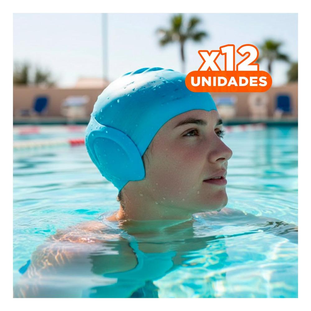 Pack12 Complemento Acuatico con Gorro Celeste para Piscina Y+Regalo Sticker