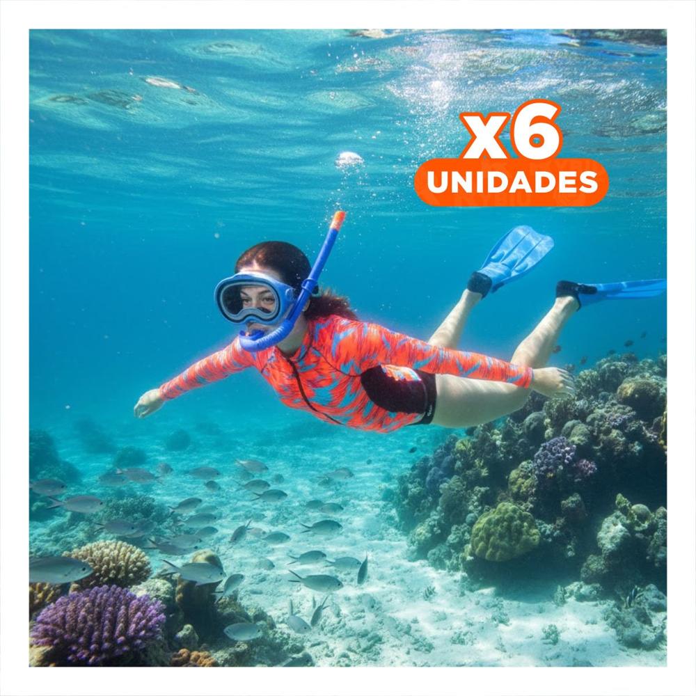 Pack6 Equipo Azul para Agua para Ninos con Visor Tubo y Aletas