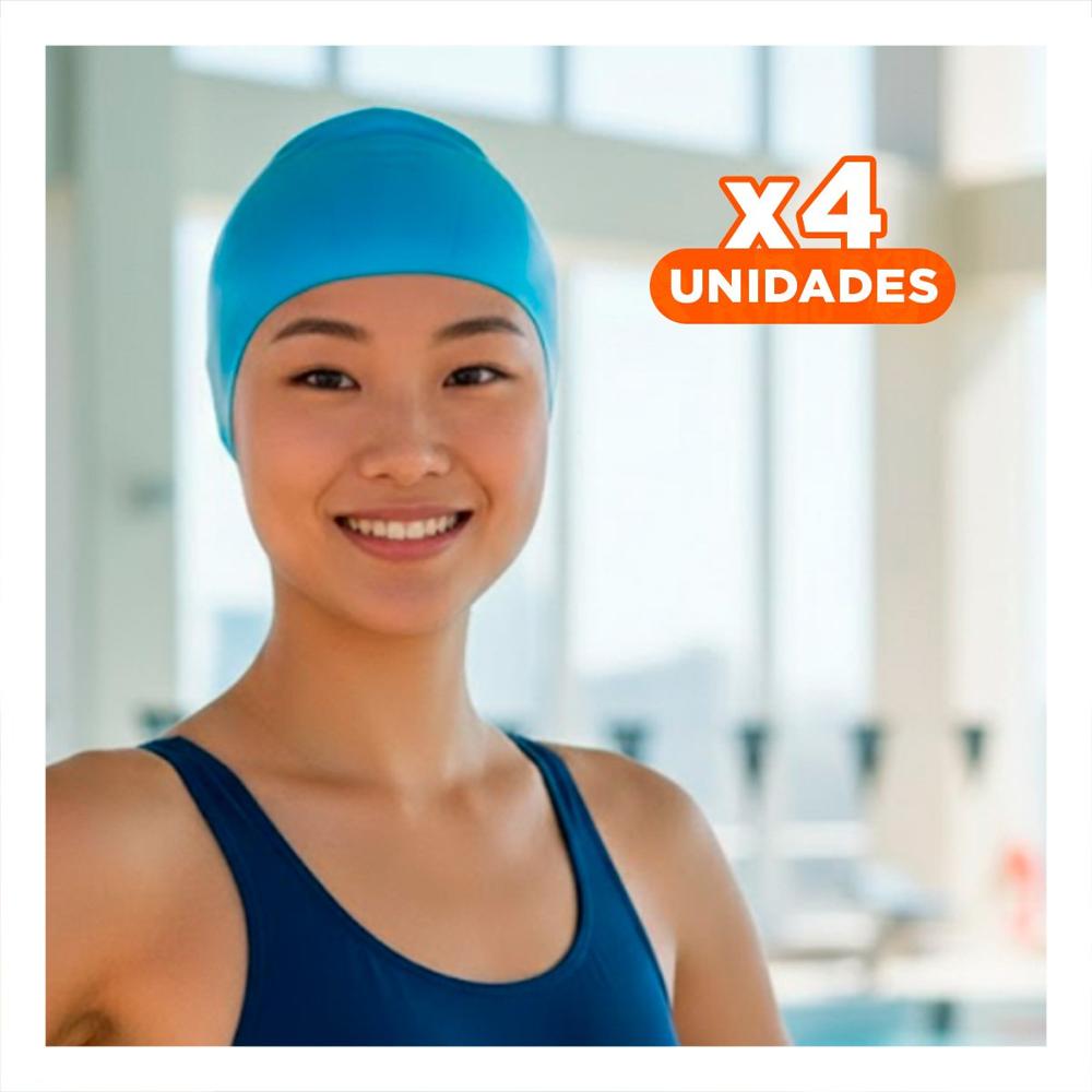 Pack4 Accesorio Practico para Piscina y Mar con Gorro Celeste Claro Y+Regalo Sticker