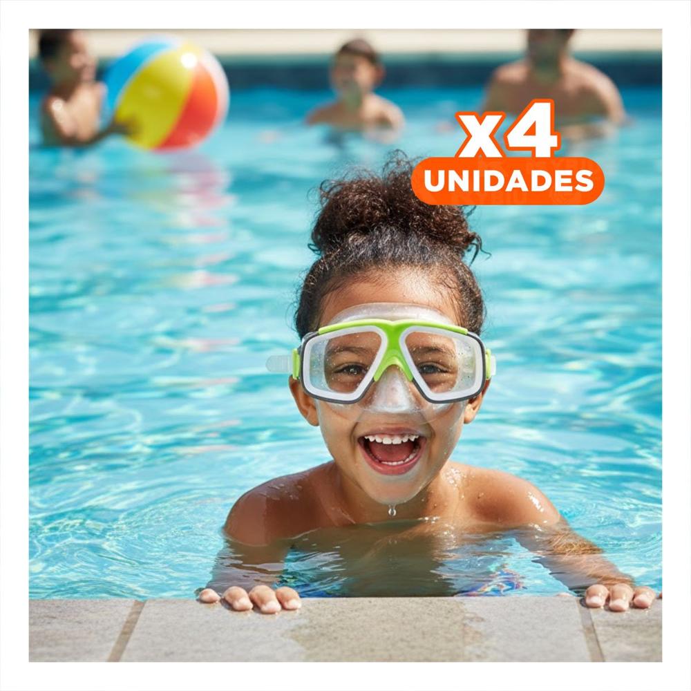 Pack4 Visor Infantil Verde con Lentes Transparentes y Flexible para Natacion Y+Regalo Sticker