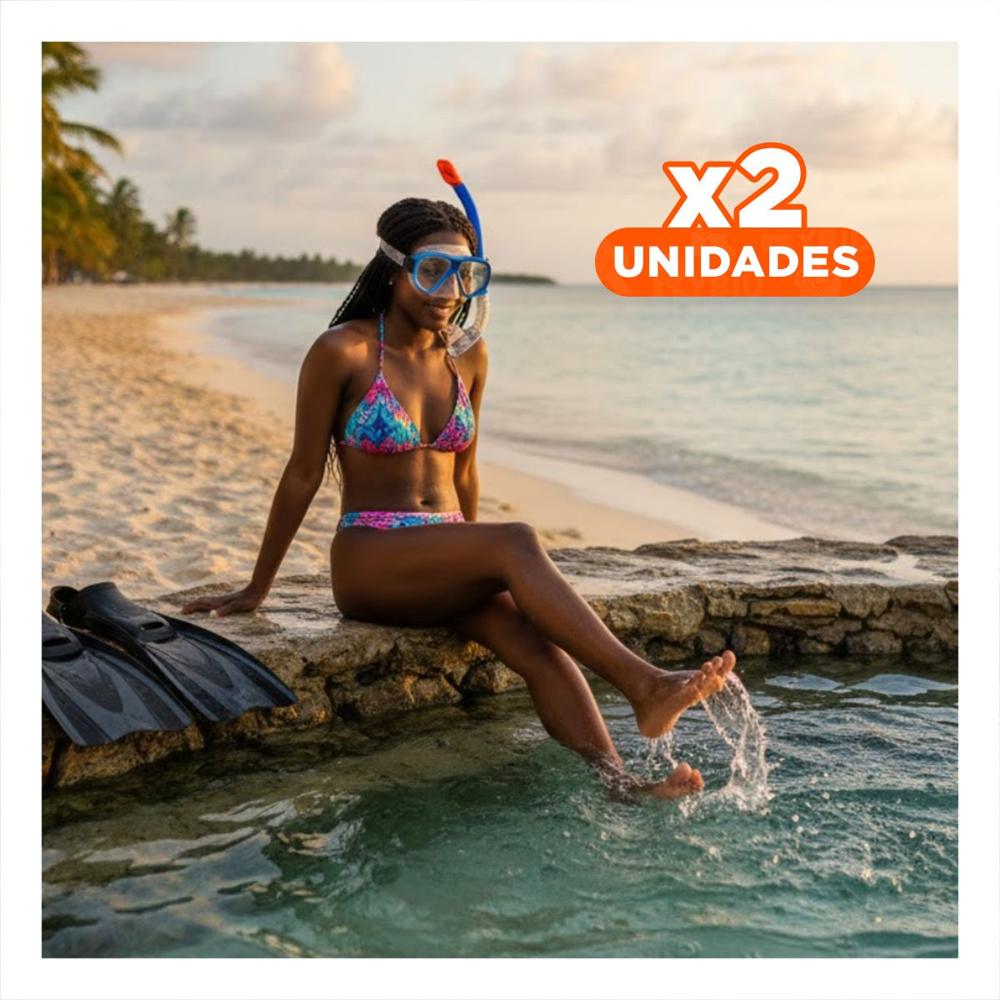 Pack2 Kit de Natacion y Buceo 3 Pcs Negro con Mascara Tubo y Aletas para Mar Y+Papel Regalo