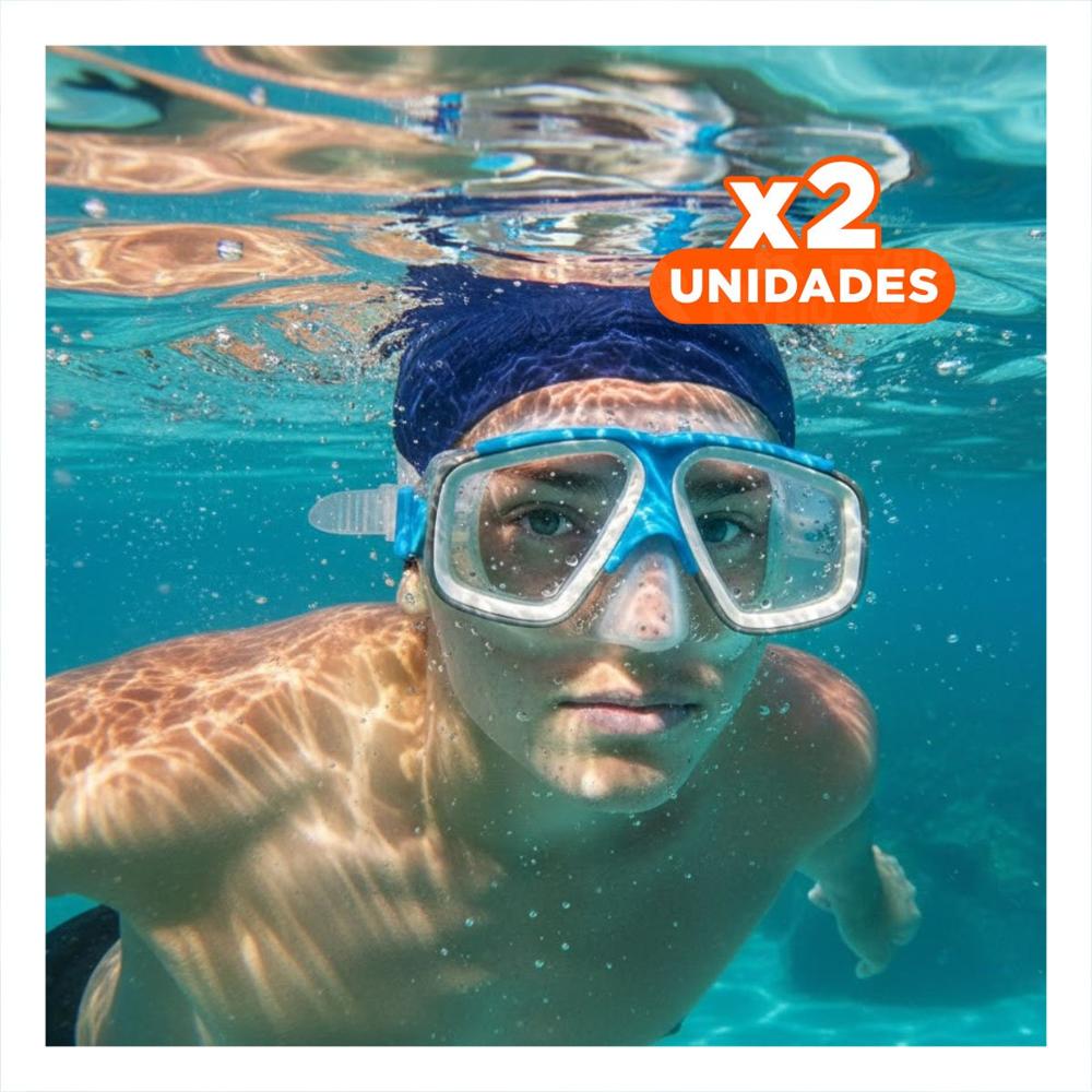 Pack2 Lentes de Natacion Celeste para Ninos con Ajuste Adaptable y Proteccion Ligera