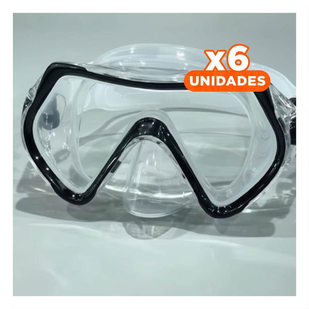 Pack6 Gafas de Buceo Negro con Vidrio Claro para Uso en Mar Y+Papel Regalo