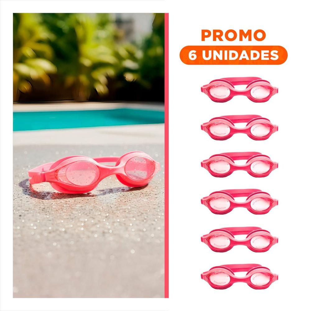 Pack6 Lentes de Natacion Rosado para Ninos para Entrenamiento Basico Y+Regalo Sticker
