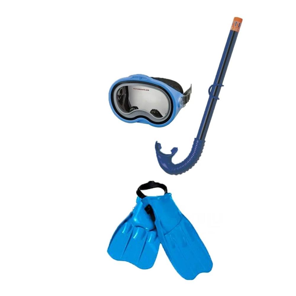 Kit de Buceo Azul para Ninos con Visor Tubo y Aletas para Mar Y+Regalo Sticker