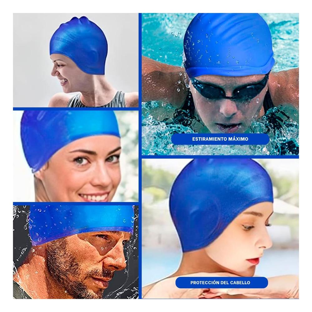 Equipo Infantil para Natacion con Gorro Azul y Orejeras Y+Ligas Regalo