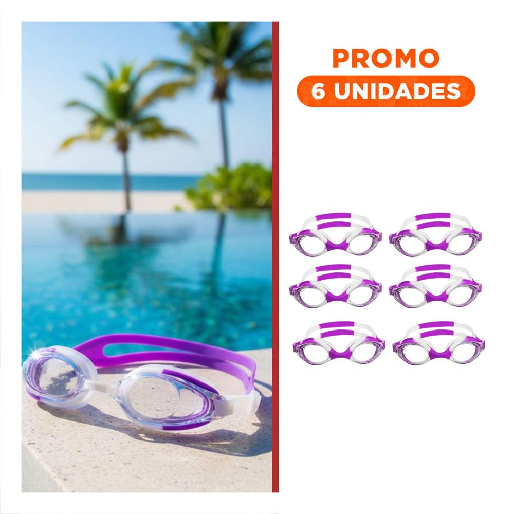 Pack6 Gafas de Agua Morado y Blanco para Ninos para Natacion Y+Regalo Sticker