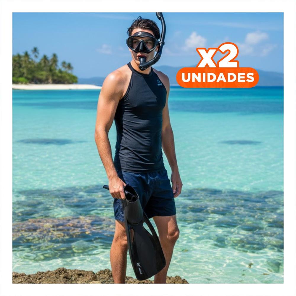 Pack2 Kit de Esnorkel 3 Pcs Talla L Negro con Aletas Lentes y Snorkel para Agua Y+Papel Regalo