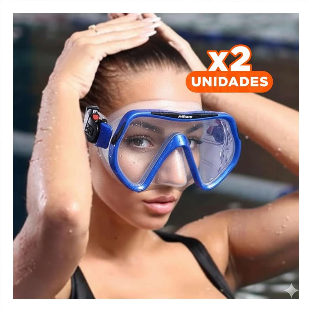 Pack2 Lentes Acuaticos Azul con Lente de Vidrio para Buceo Recreativo