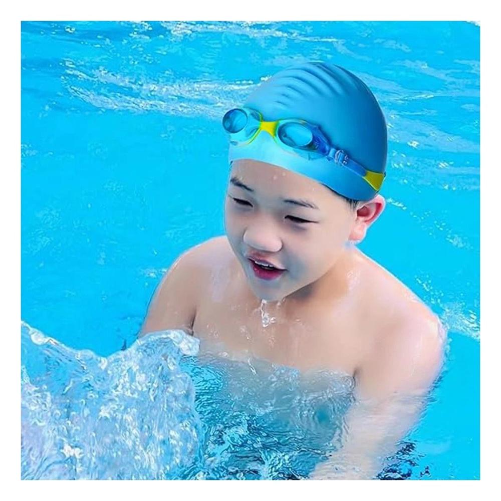 Lentes de Natacion Celeste y Amarillo para Ninos con Ajuste Comodo Y+Papel Regalo