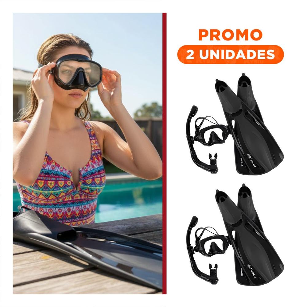 Pack2 Combo de Esnorkel 3 Pcs Talla M con Aletas Lentes y Snorkel para Playa Y+Regalo Sticker