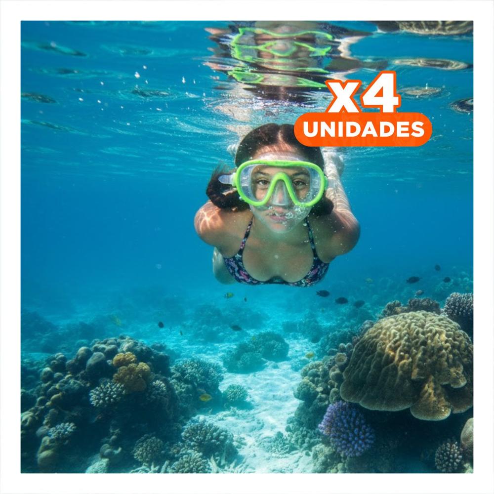 Pack4 Lentes de Natacion Verde Ajustables y Seguros para Dias Soleados Y+Regalo Sticker