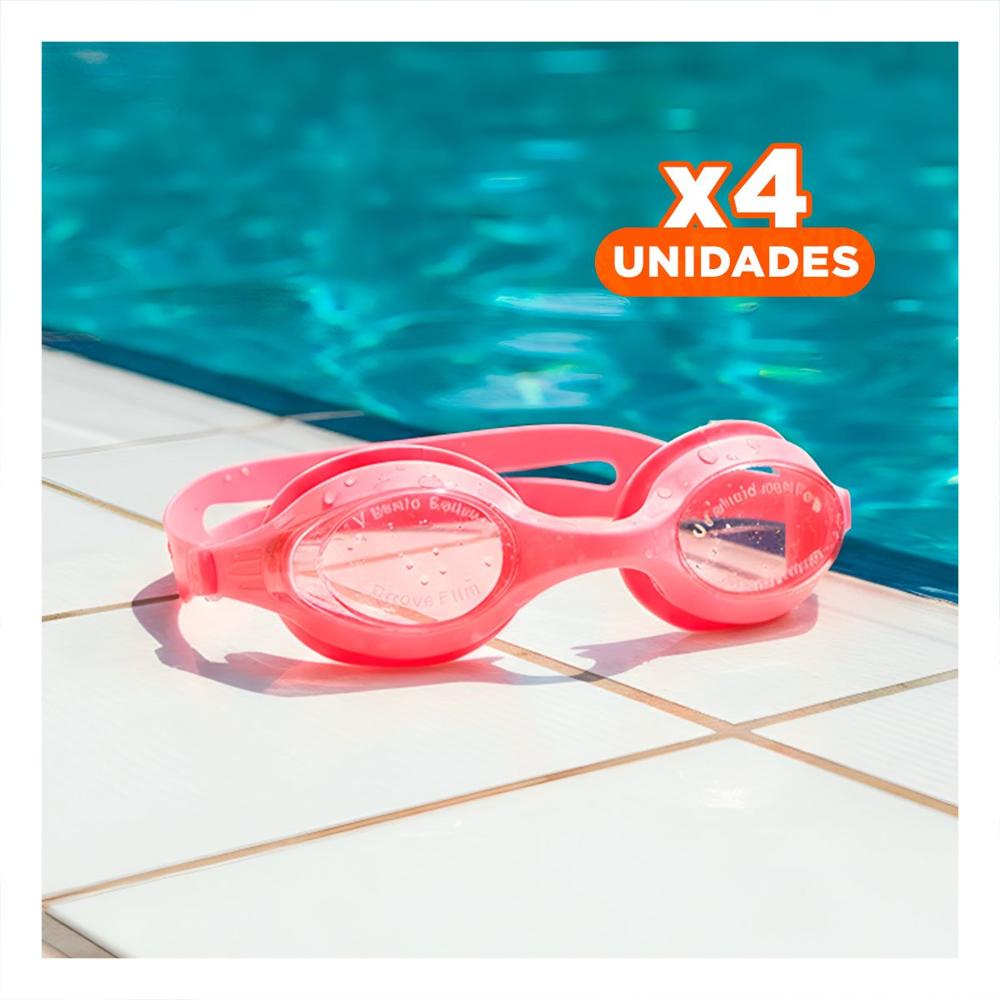 Pack4 Lentes Acuaticos Rosado para Ninos Ajustables para Agua Y+Regalo Sticker