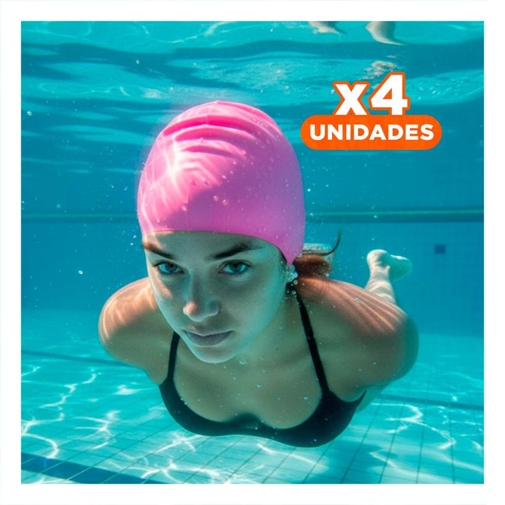 Pack4 Elemento Practico para Piscina y Mar con Gorro Rosado Y+Regalo Sticker