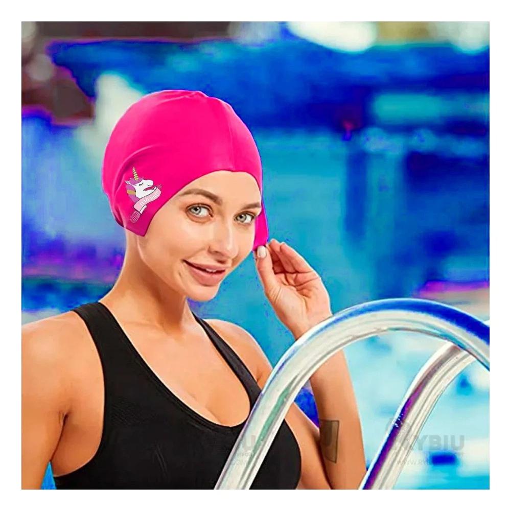 Gorro de Silicona para Natacion con Diseno Unicornio Color Rosado