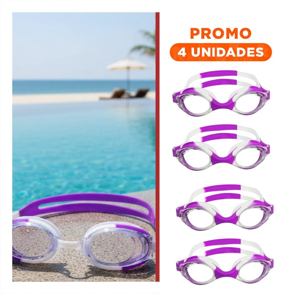 Pack4 Gafas Infantiles Morado y Blanco para Natacion en Piscina