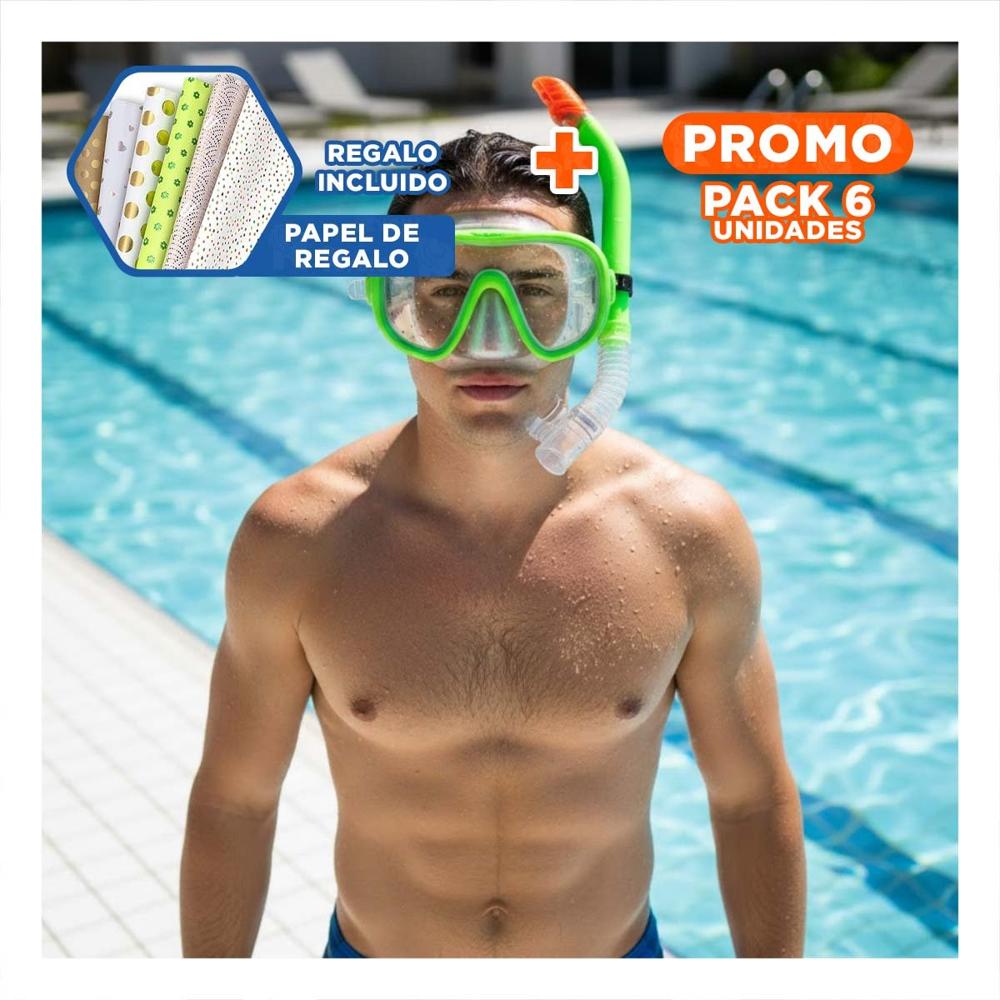 Pack6 Lentes Acuaticos Verde Livianos y Divertidos para Juegos Acuaticos Y+Papel Regalo