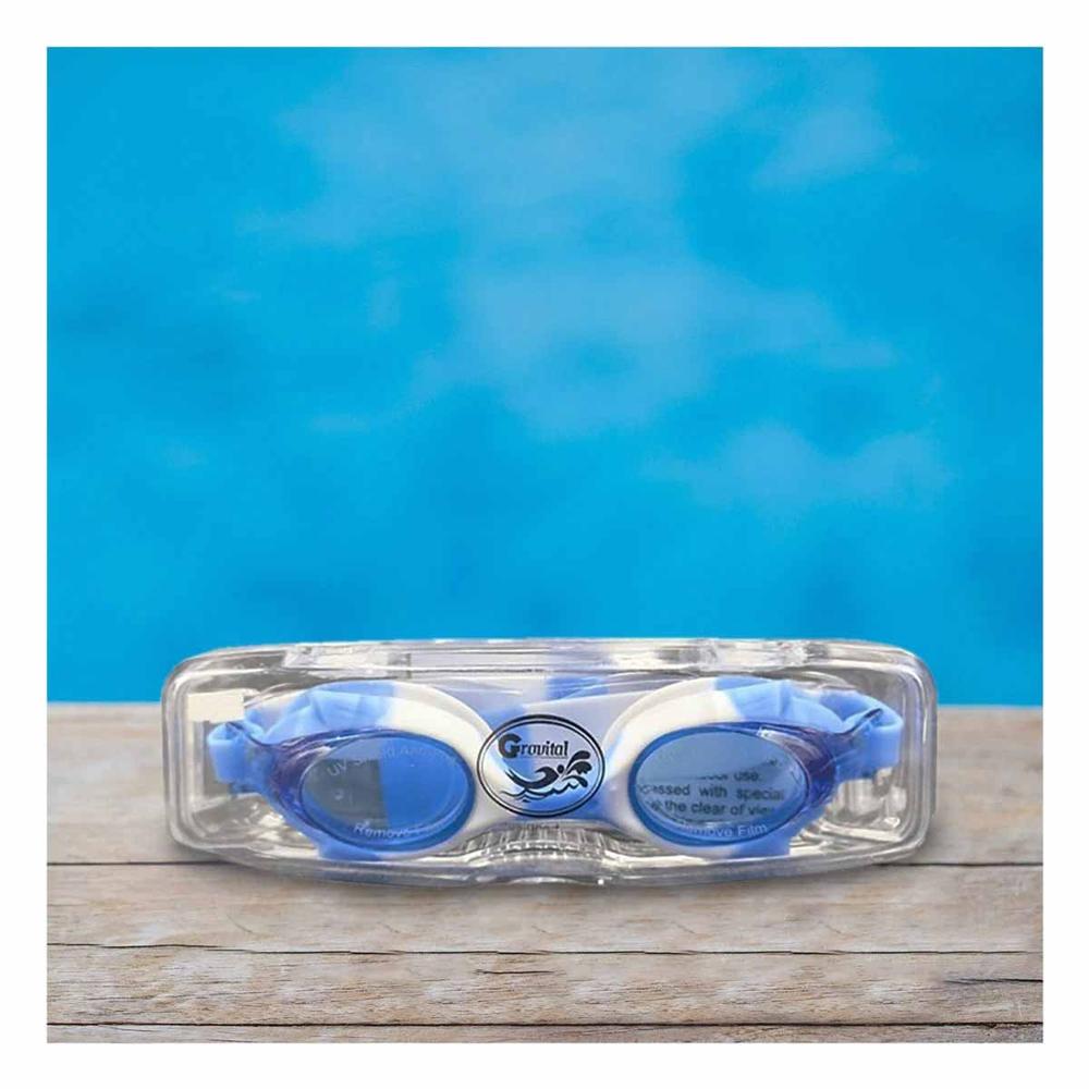 Gafas de Natacion Celeste y Blanco para Ninos Ajustables para Agua