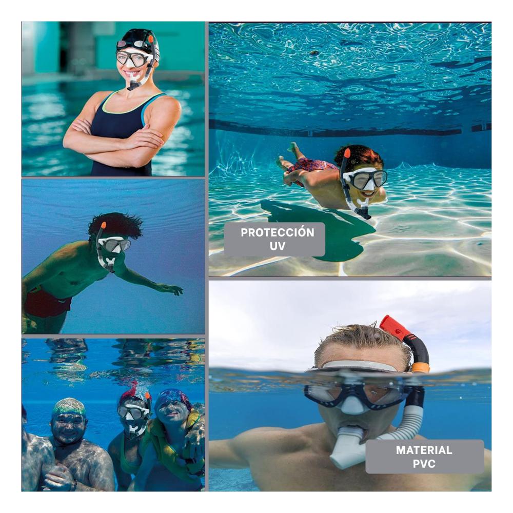 Juego de Buceo 3 Pcs Negro con Mascara Tubo y Aletas para Practica en Agua Y+Ligas Regalo