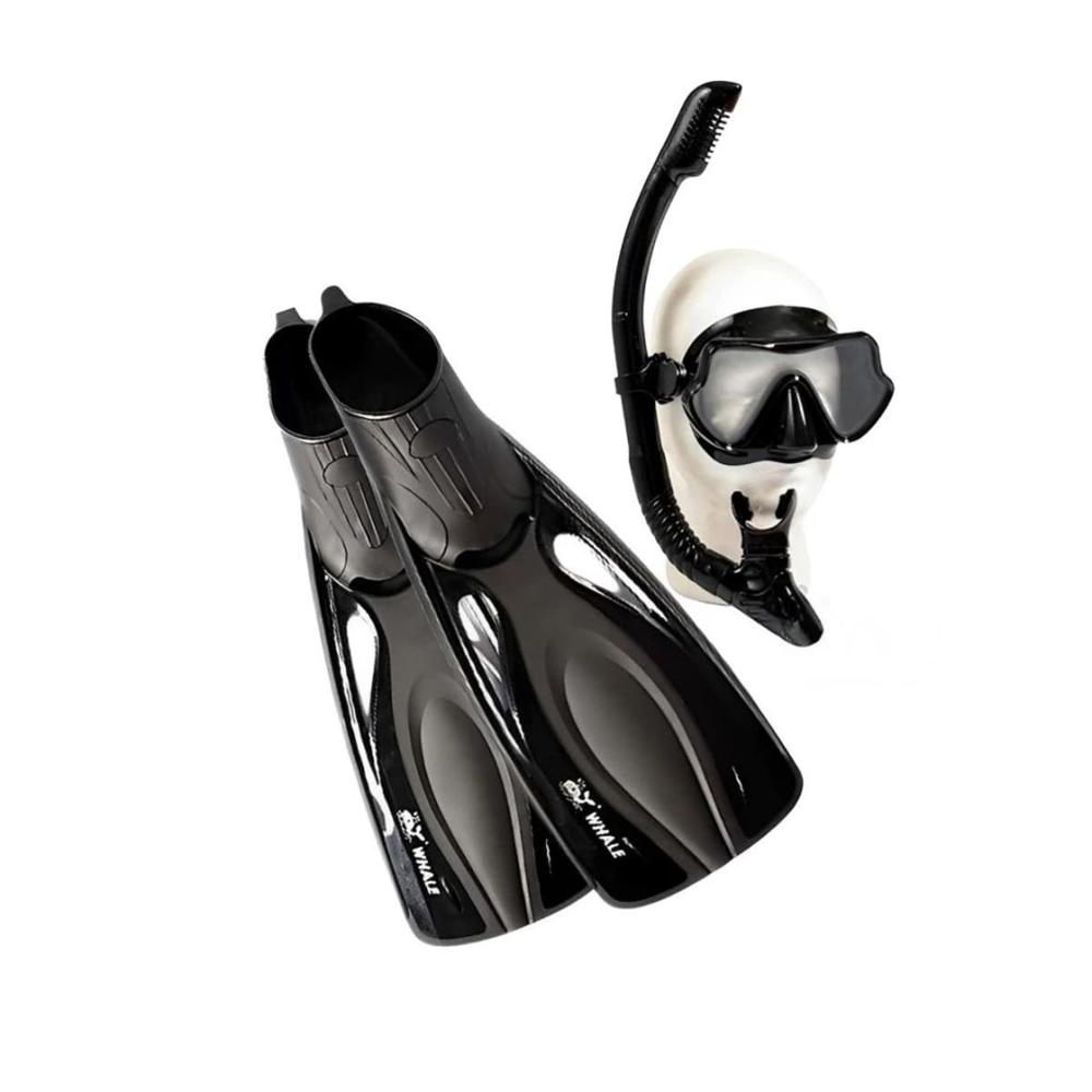 Combo de Buceo 3 Pcs Talla L Negro con Aletas Lentes y Snorkel para Playa Y+Regalo Sticker