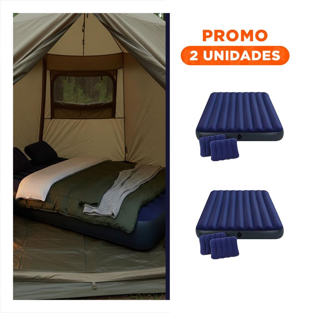 Pack2 Cama Inflable Queen 2 1/2 Plazas COD 64765 Comoda y Resistente Y+Regalo Sticker