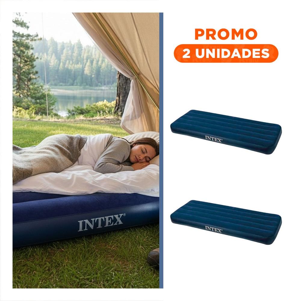 Pack2 Cama Inflable 1 Plaza COD 64756 Comoda y Resistente para Niños y Adultos Y+Regalo Sticker