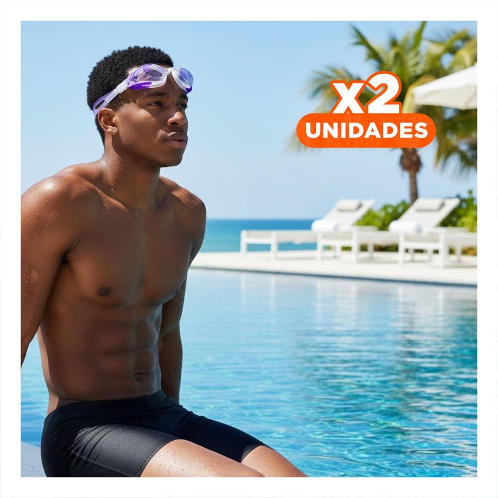 Pack2 Gafas de Natacion Morado y Blanco para Ninos con Ajuste Seguro