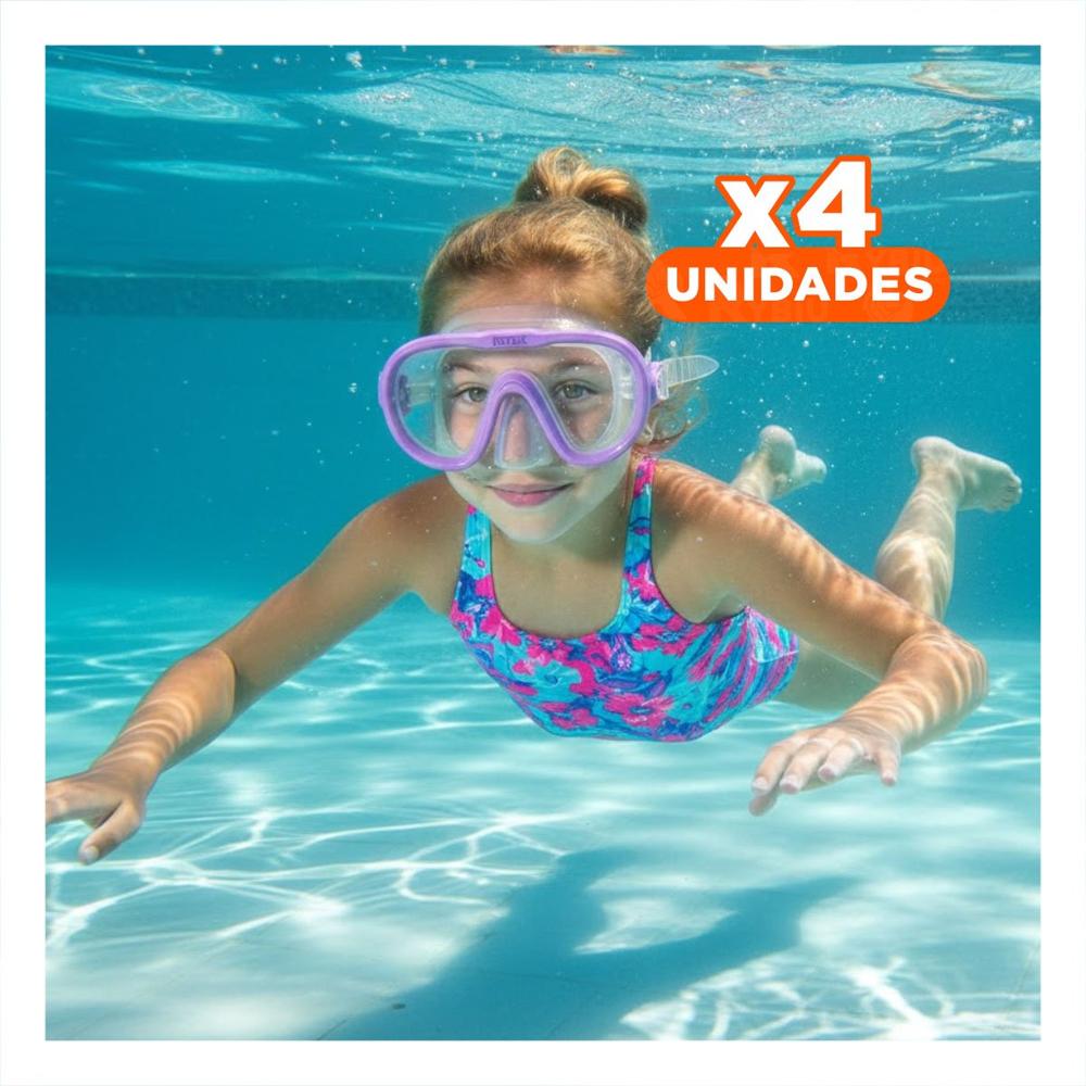 Pack4 Lentes de Natacion Lila Ajustables y Divertidos para Dias de Verano Y+Regalo Sticker