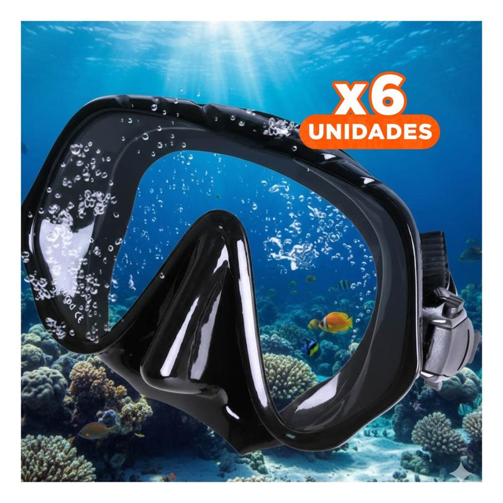 Pack6 Visor de Buceo Negro con Vidrio Templado para Actividad Continua