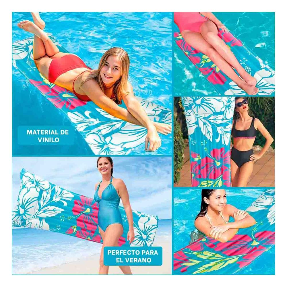 Colchoneta de Aire Celeste Inflable 59720NP y Facil de Usar para Descanso Diario Y+Ligas Regalo