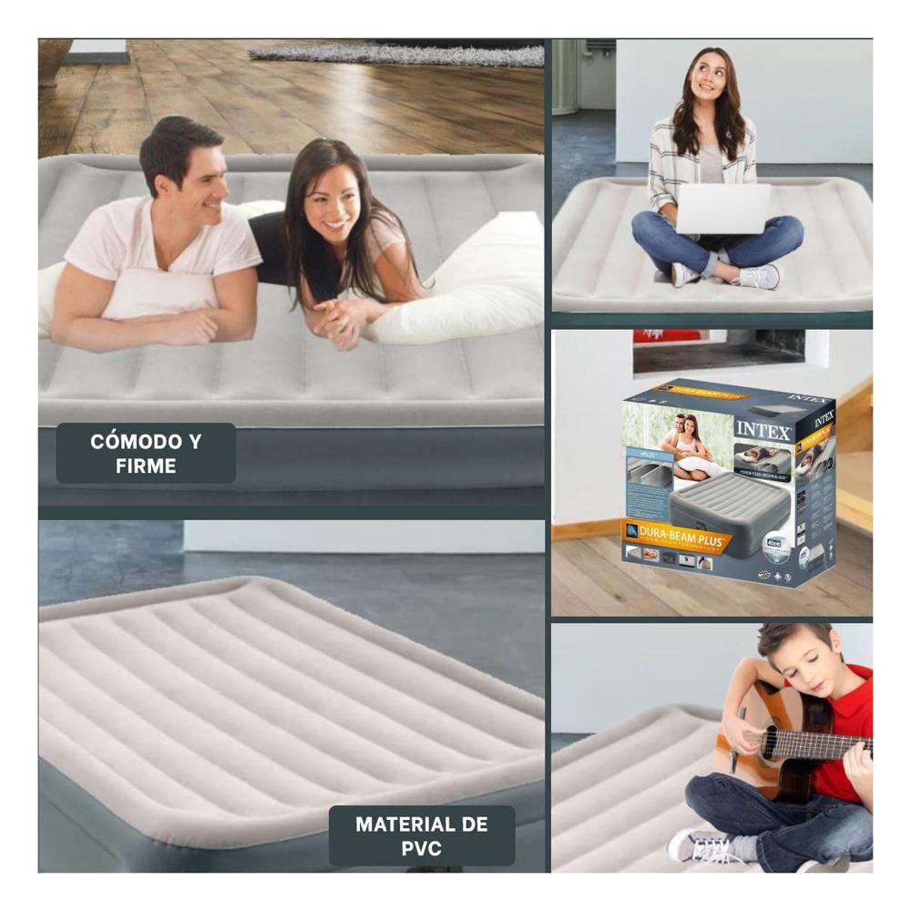 Colchoneta de Aire Plus COD 64126NP Para Dormir Adultos y Niños Y+Ligas Regalo