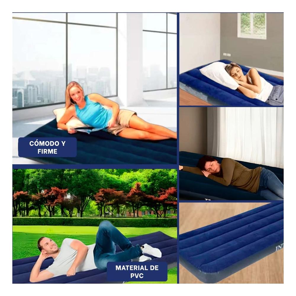 Colchoneta de Aire 1 1/2 Plaza COD 64757 Para Dormir Adultos y Niños Y+Ligas Regalo