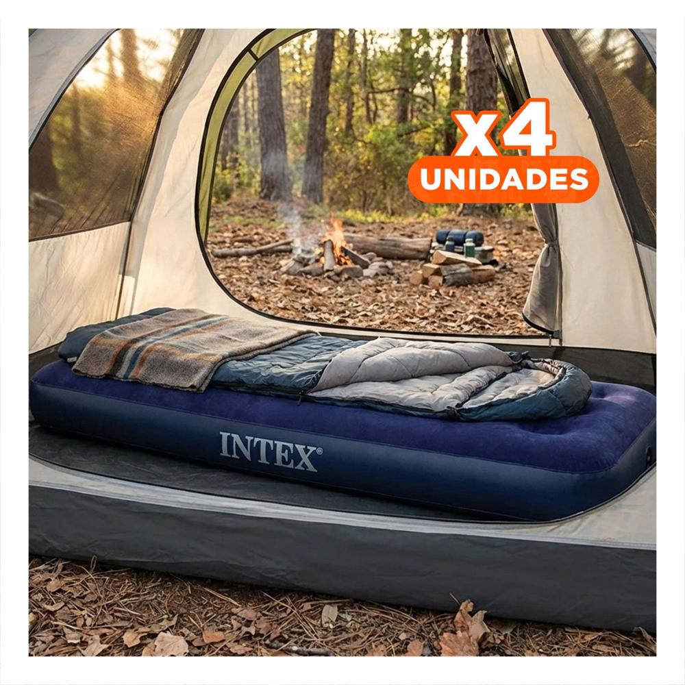 Pack4 Colchon Inflable Comodo 1 Plaza COD 64756 Para Dormir en Casa y Viajes Y+Regalo Sticker